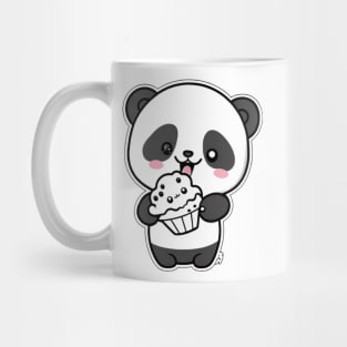 Cute Cartoon Panda Eating Cupcake Funny Kawaii Mug